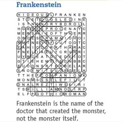 Frankenstein word search answer key