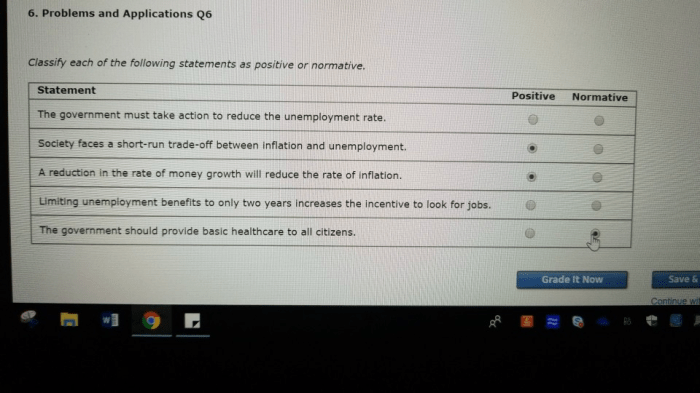 Classify each of the following statements as positive or normative.